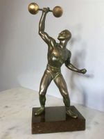 F0022 Figur "Gewichtheber" Bronze auf Marmor Art Deco ~1930