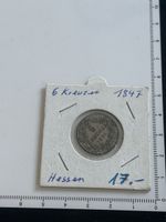 6 Kreuzer 1847 Hessen Münze - Seltener Sammlerstück(I1)