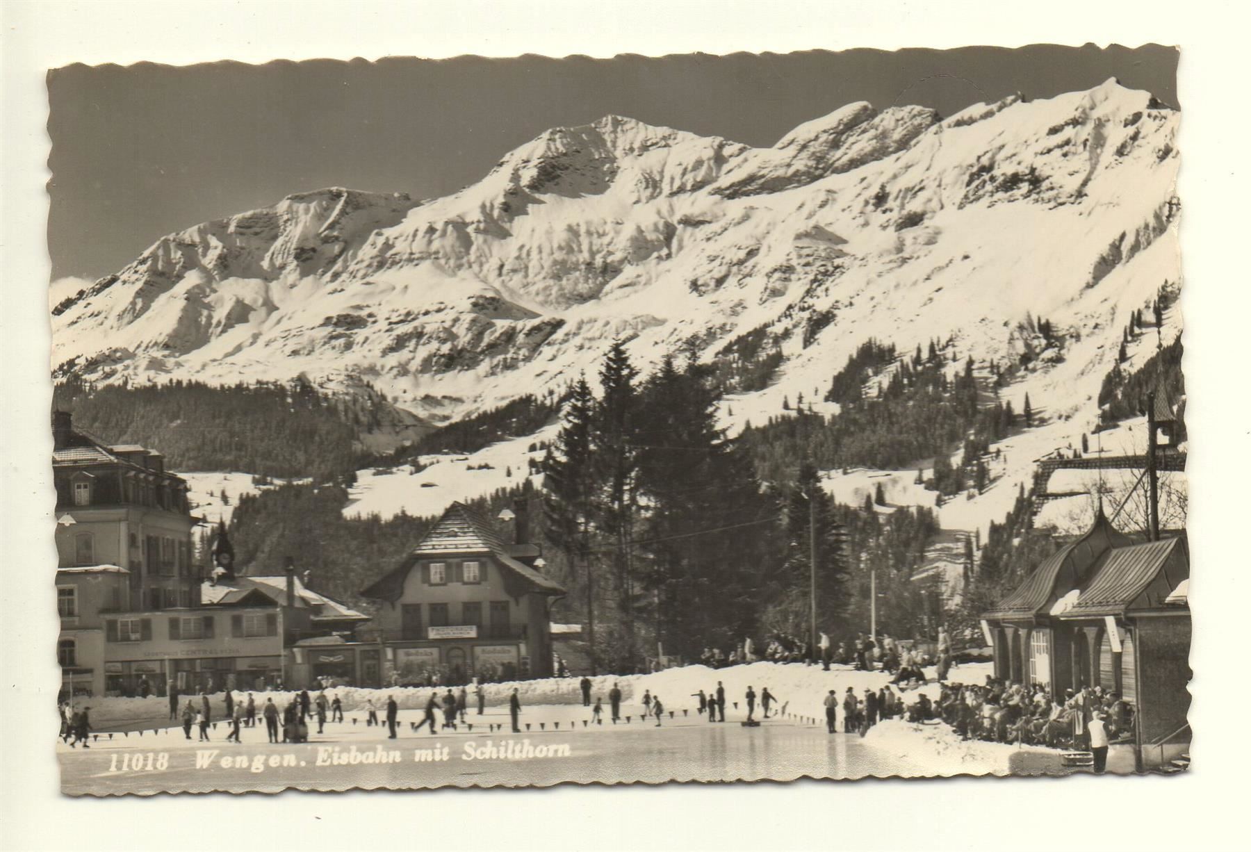 Ansichtskarten: WENGEN Eisbahn mit Schilthorn – Gebraucht aus Jona von philajona