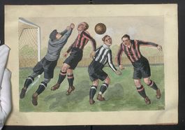 Handzeichnung Franz Janau, Fussball - Fu