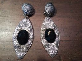 80er J. Vintage Ohrringe Ohrhänger Art Deco Silber Clip