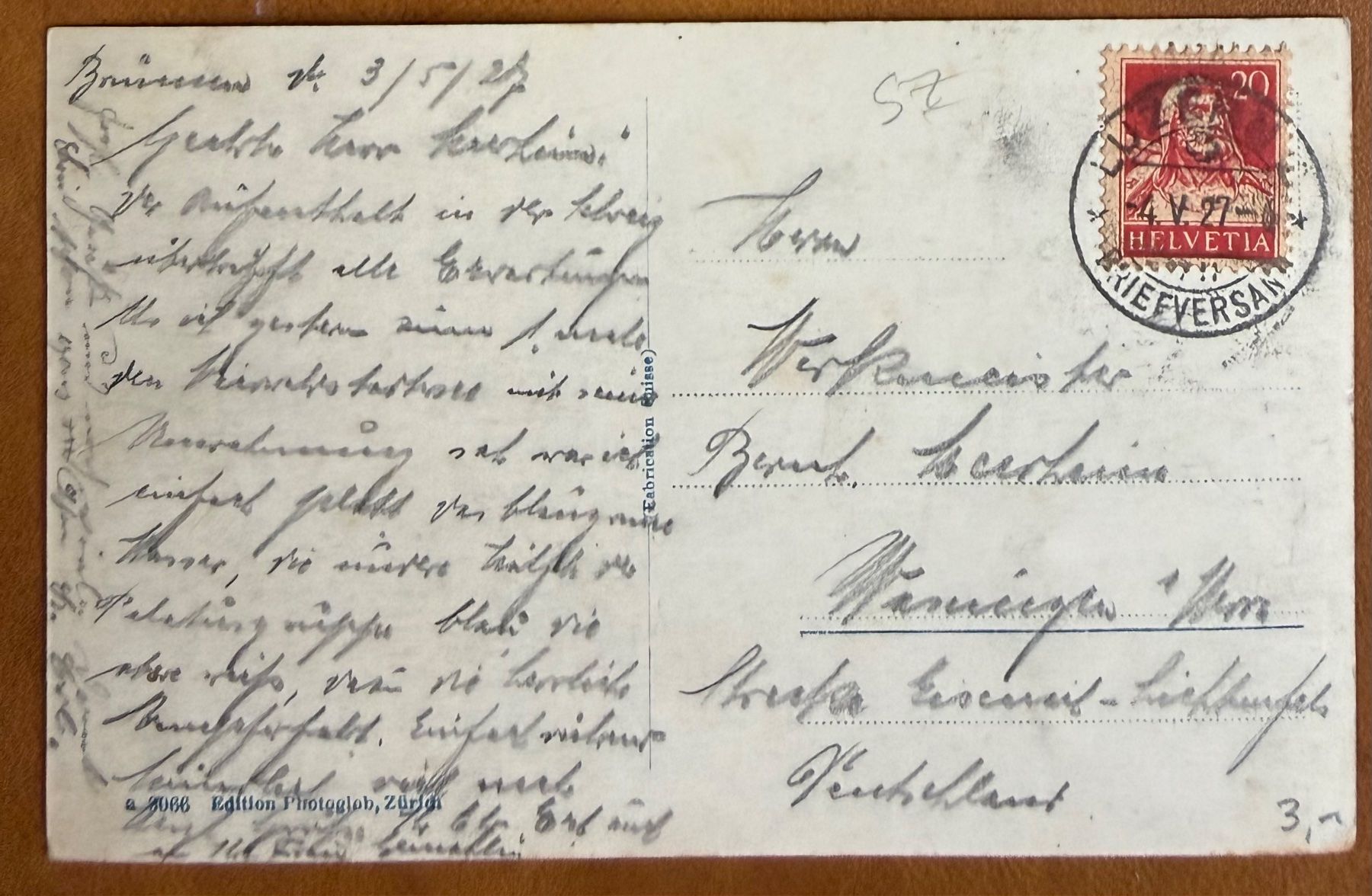 Cartoline postali: Brunnen - 1927 – Usato da Lutry venduto da Ediego 1