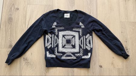 Sweat Léon & Harper brodé perles coton bio T.S bleu marine