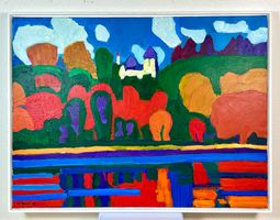 Walter Ropélé – Schlösslein am Thunersee (2018), Acryl