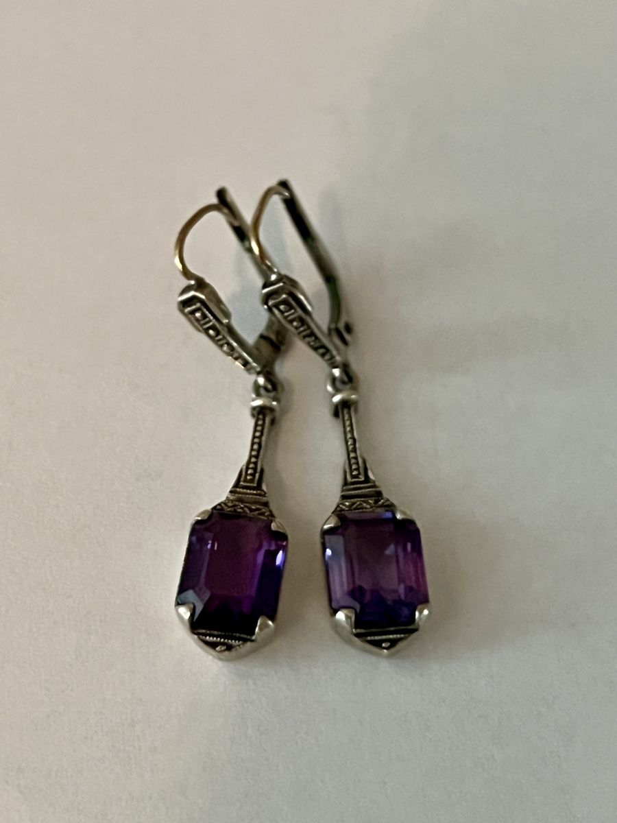 Orecchini pendenti & Orecchini a lobo: Art Deco Ohrhänger Silber mit Amethyst  – Usato da Wabern venduto da La-Vitrine 2