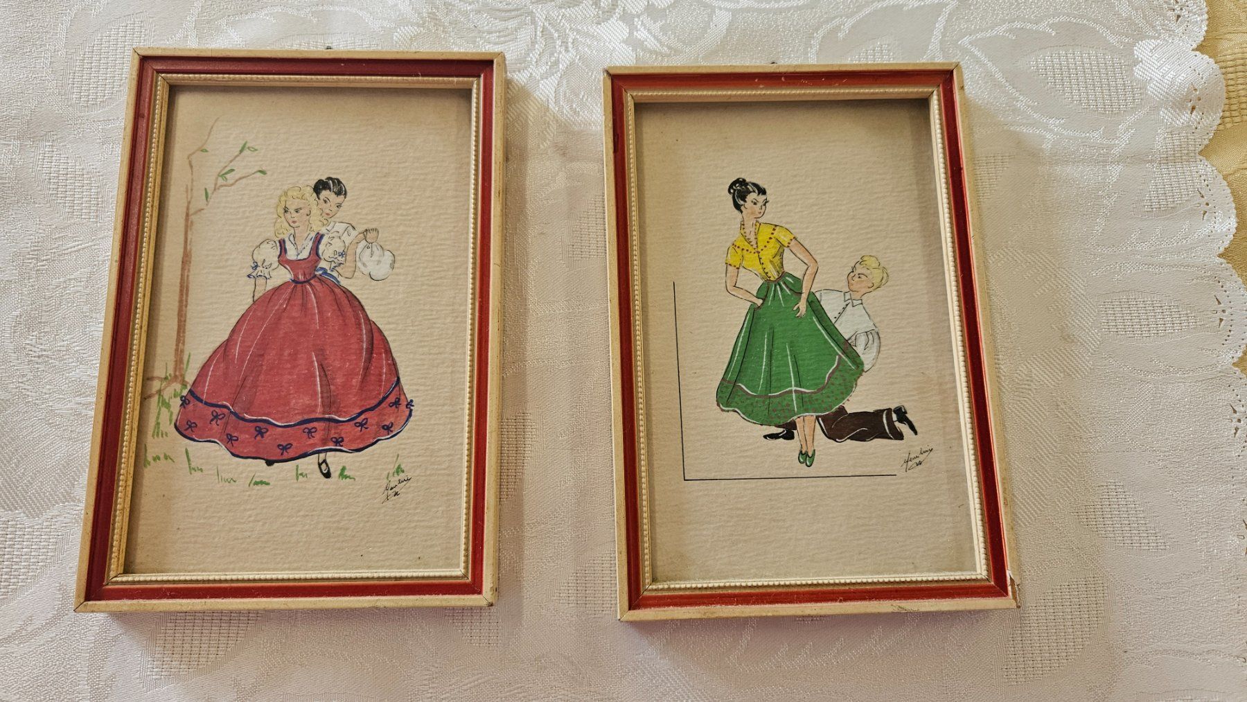 Dipinti: 2 quadretti vintage con coppie – Usato da Melano venduto da H-Sara