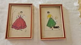 2 quadretti vintage con coppie