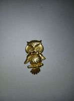 Goldige Vintage Eule Brosche mit Strass Augen Herbst 🍂🦉...