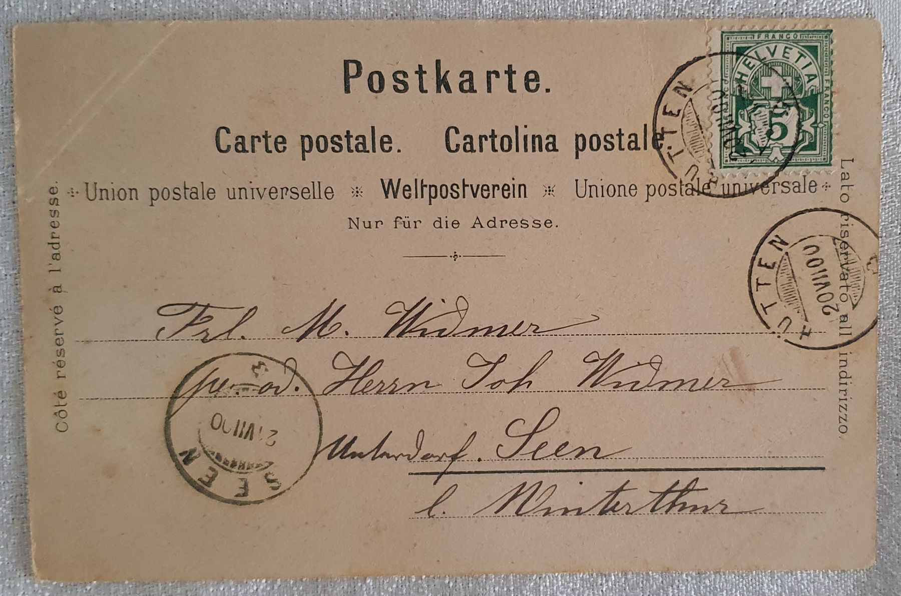 Cartoline postali: Gruss aus Hütten 1900 – Usato da Kreuzlingen venduto da Rschweiz1 1
