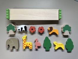 Hape magnifier & Wooden stacking animals toy set