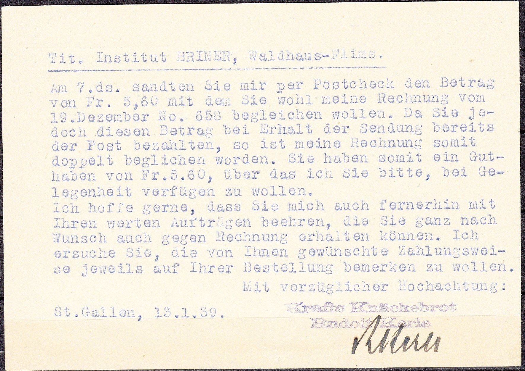 Tutti i francobolli: Reklamebrief Mit Portomarken 1939 – Usato da Herrliberg venduto da Lfrifda 1