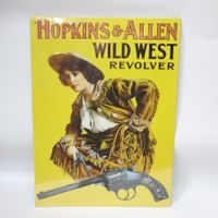 Blechschild Hopkins & Allen Wild West Revolver made in USA