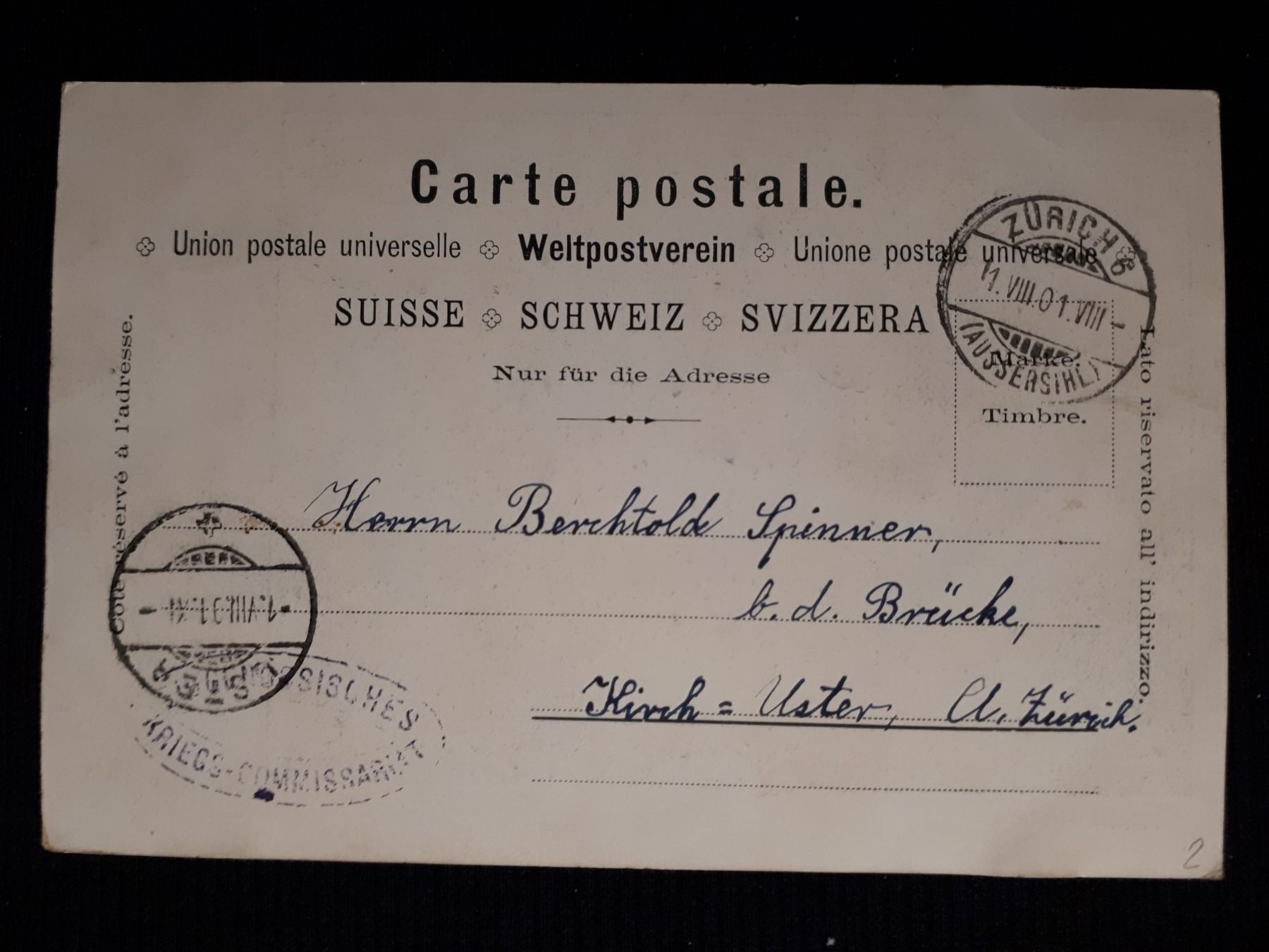 Ansichtskarten: ZURICH 1901 – Gebraucht aus Ponto Valentino von giorgia06 1