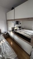Kleiderschrank Schwebetüren weiss Holzoptik Spiegel 200cm