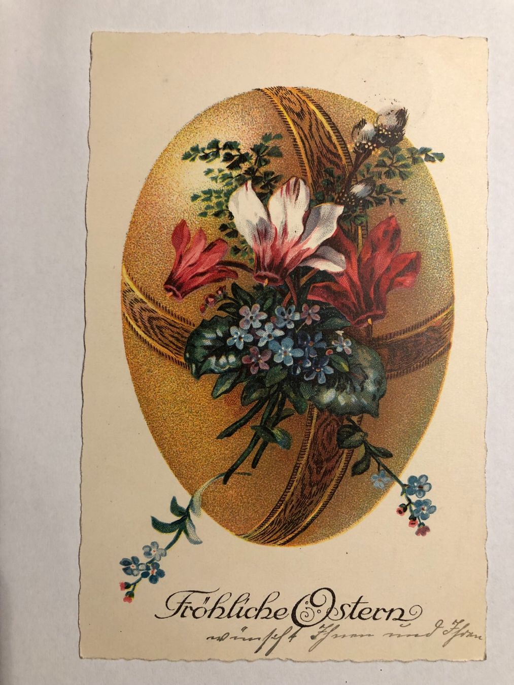 Cartoline postali: Fröhliche Ostern - Riesenei mit Blumendeko – Usato da Pfäffikon ZH venduto da Waltoversand