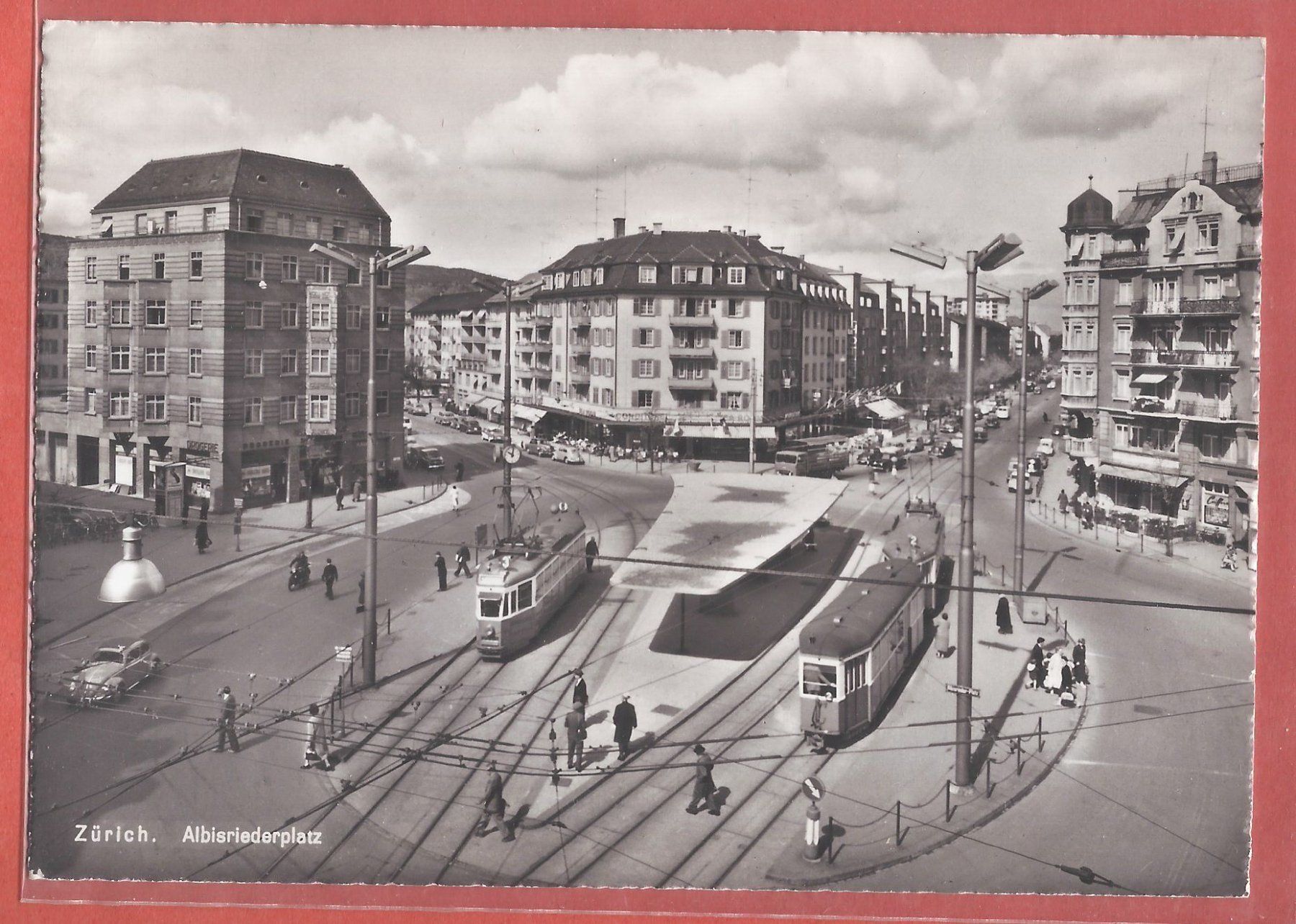 Cartoline postali: Zürich - Albisriederplatz mit Trams - ca. 1950 – Usato da Fislisbach venduto da Porano