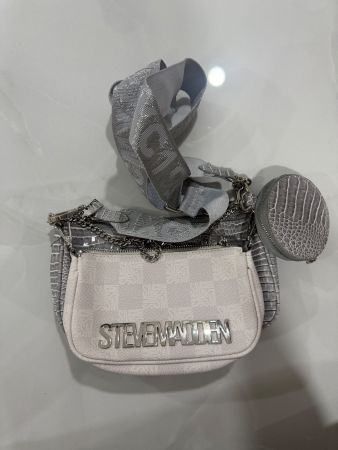 Steve Madden Tasche Silber Grau Krokoprägung mit Pochette...