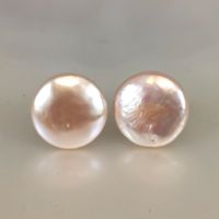 Perles eau douce roses BT 12x13MM - boucles d'oreilles Ag925