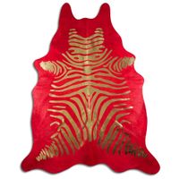 Kuhfell Teppich Zebra Red/Gold