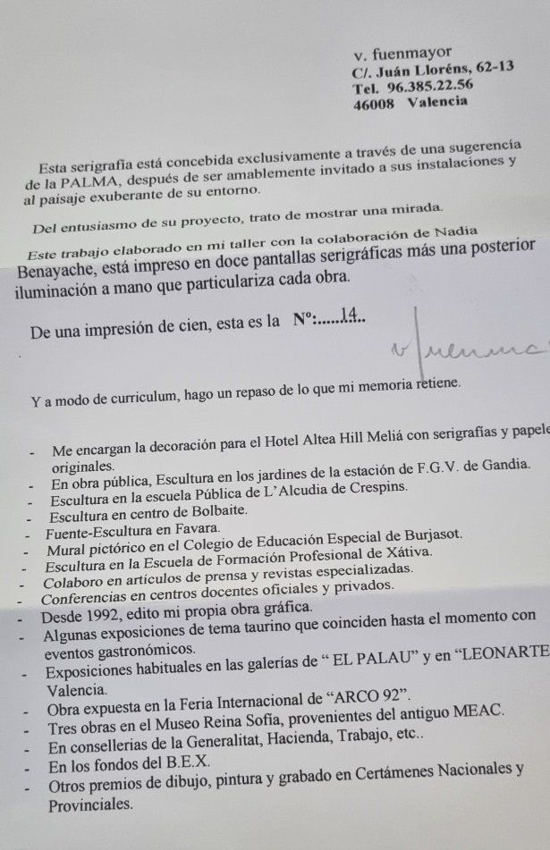 Grafiken & Lithographien: V. Fuenmayor Seregrafie Lithografie  Spanien – Gebraucht aus Flums von Flumsantik 4