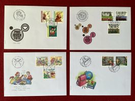 Pro Juventute Ersttagsbriefe FDC 2012, 2013, 2015, 2016