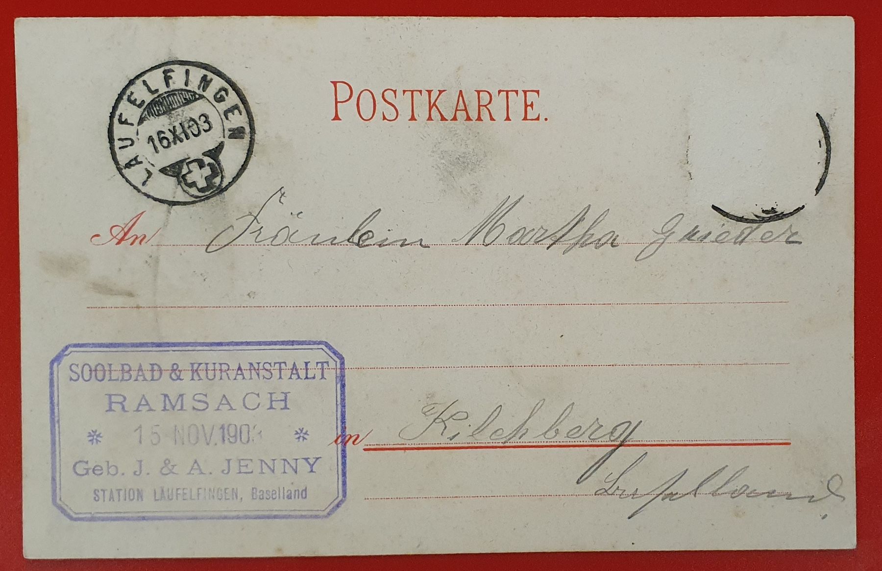 Ansichtskarten: Gruss aus Bad Ramsach 1903 – Gebraucht aus Kreuzlingen von Rschweiz1 1