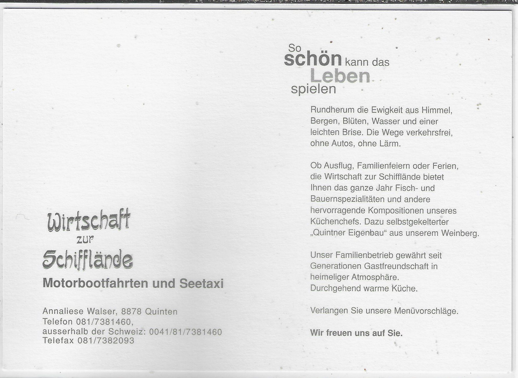 Cartoline postali: Wirtschaft zur Schifflände - Quinten – Usato da Ettingen venduto da Kartenplanet 1