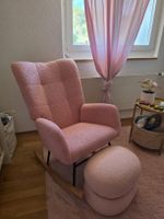 Schaukelstuhl mit Hocker Homcom Northio Rosa-Plüsch