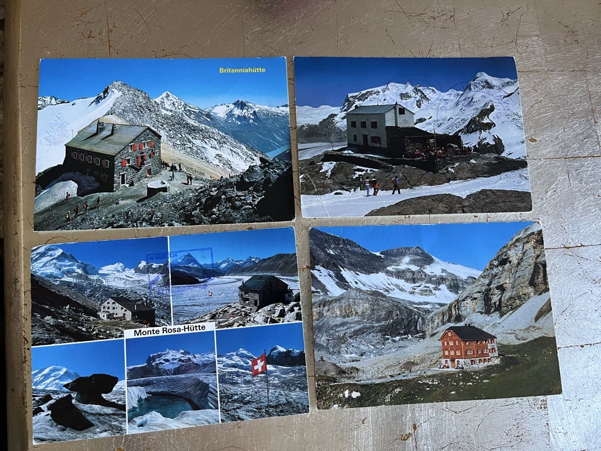 Cartoline postali: Originale Schweizer Alpen Hütten Postkarten, 4 Stück – Usato da Rüti ZH venduto da Walti0