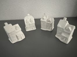 Keramikhäuser im 4er Set mit Beleuchtung