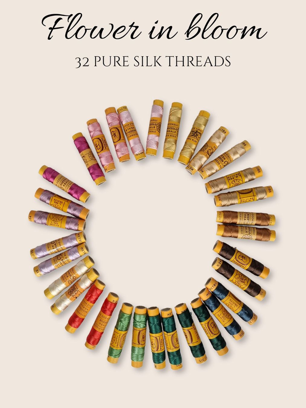 Cordicelle & Fili: 32x Vintage Seidengarn Set Blumen Farben Stickgarn – Nuovo e nell'imballaggio originale da Mels venduto da DACRI