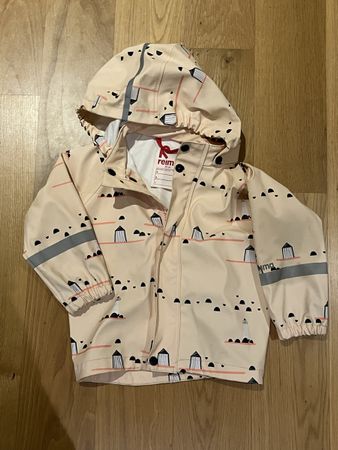 Reima Regenjacke Gr. 92 – Beige/Rosé mit Print & Reflektoren