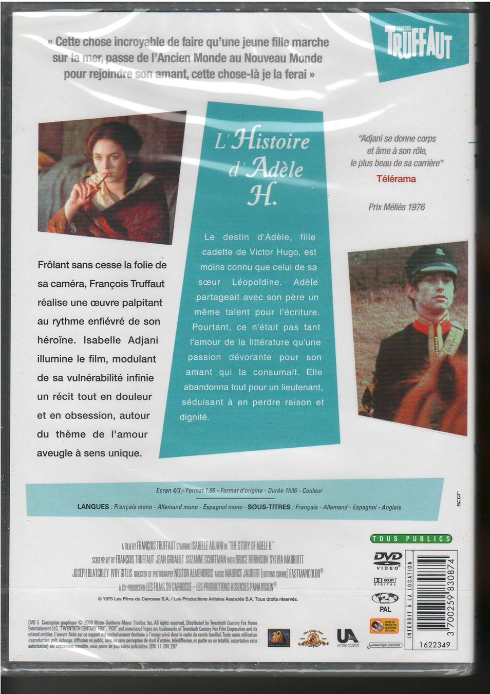 Tutti i DVDs: François Truffaut  -  L'histoire d'Adèle H. – Nuovo e nell'imballaggio originale da Lyss venduto da Zon 1