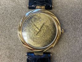 Damenuhr ca. 80 Jahre Quartz vergoldet mit kleinem Brilliant