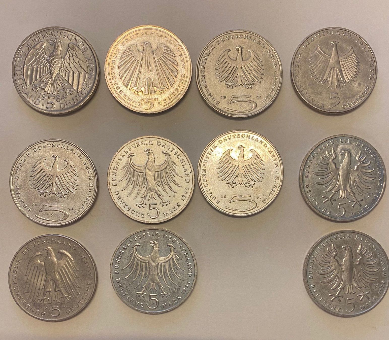 Tutti le monete: 11 pièces de 5 mark commémoratives en argent – Usato da Carouge GE venduto da Pierre48