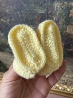 Handmade Newborn Baby Booties Yellow Crocheted New