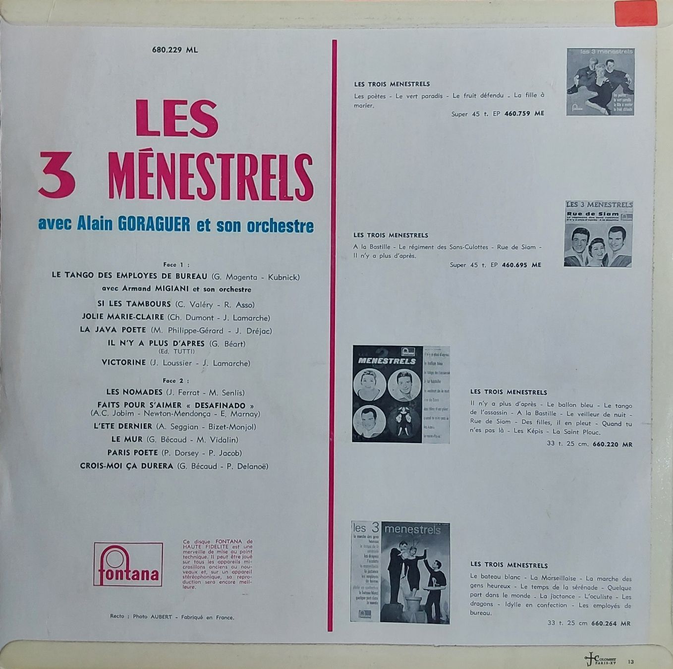 Vinyles: LP Vinyl - Les 3 Ménestrels – D'occasion à Villeret par Fil11 1