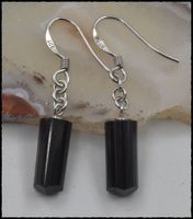 Schwarze Turmalin (Schörl) Ohrhänger 925 Silber