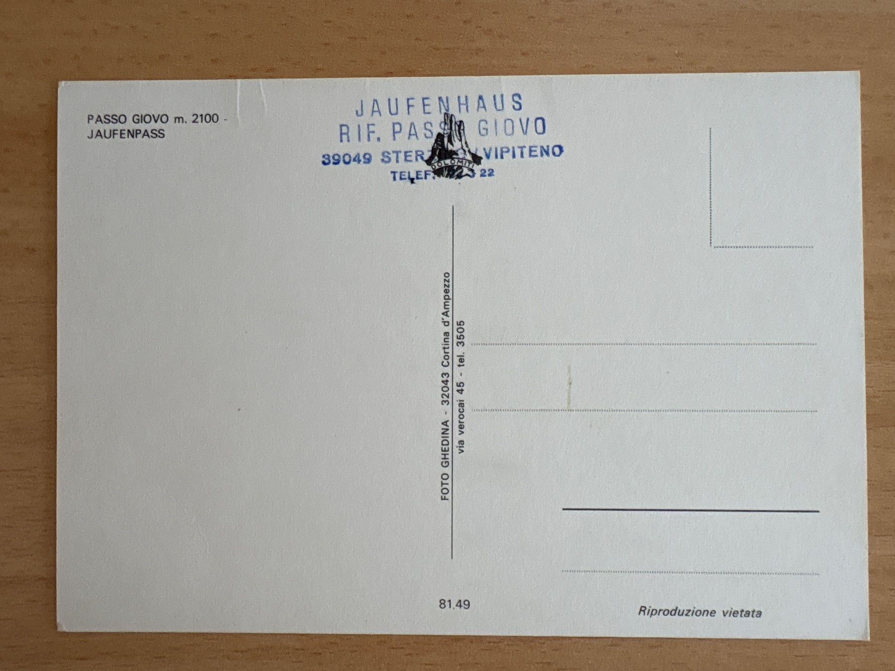 Ansichtskarten: Ansichtskarte Jaufenpass Jaufenhaus – Gebraucht aus Ibach von lisch3 1