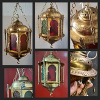 Vintage Messing Laterne mit farbigem Glas, orientalisch 💡