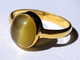 Ring Silber925 vergoldet mit echten Chrysoberyll Katzen Auge
