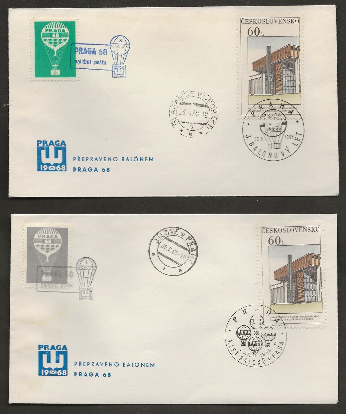 Tutti i francobolli: Ballon 5 Belege 1968 Tschechoslowakei Prag Luftpost – Usato da Au ZH venduto da xelagreb01 2