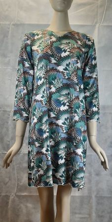 Midikleid Lange Tunika "Pfauenfeder" Gr. 44