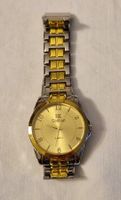Vintage Uhr IK Colltien ?LK? gross rund Metallband bicolor