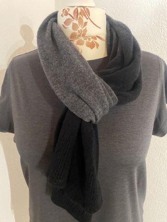 Écharpe en laine et cashmere noire-grise