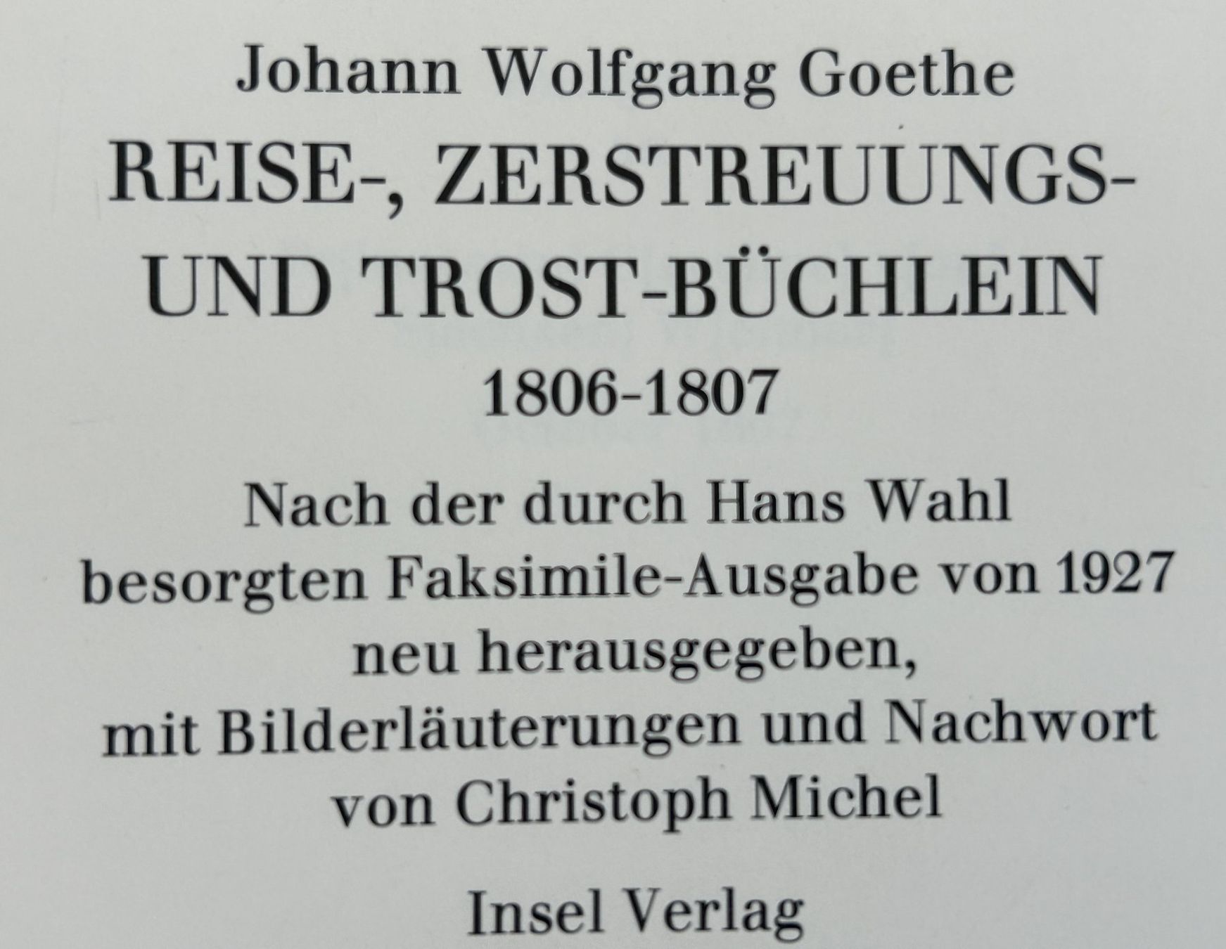 Libri: GOETHES TROST-BÜCHLEIN – Usato da Zürich venduto da Domus09 9