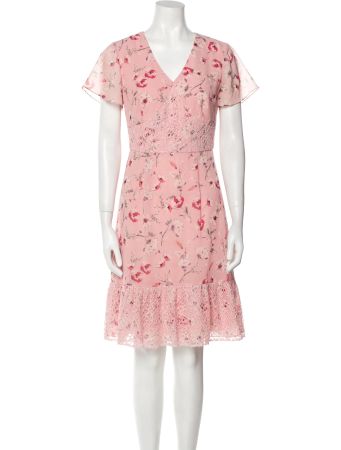 Mikael Aghal Knielanges Kleid mit Blumendruck, NP ca. 800.-