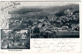 Zweibild-Karte  Worb   (Ortsansicht / Haushaltungsschule)
