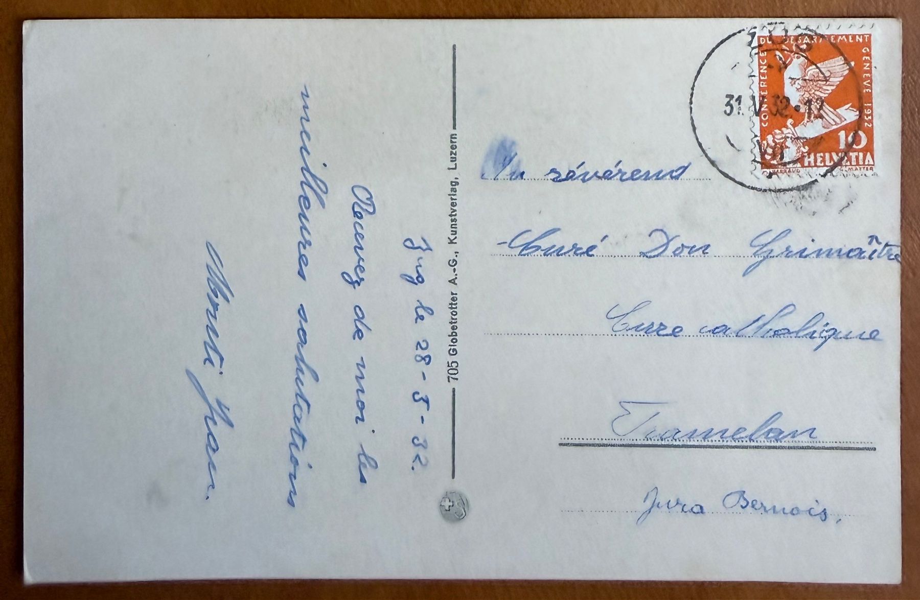 Ansichtskarten: Zug - Kollegium St. Michael 1932 – Gebraucht aus Lutry von Ediego 1