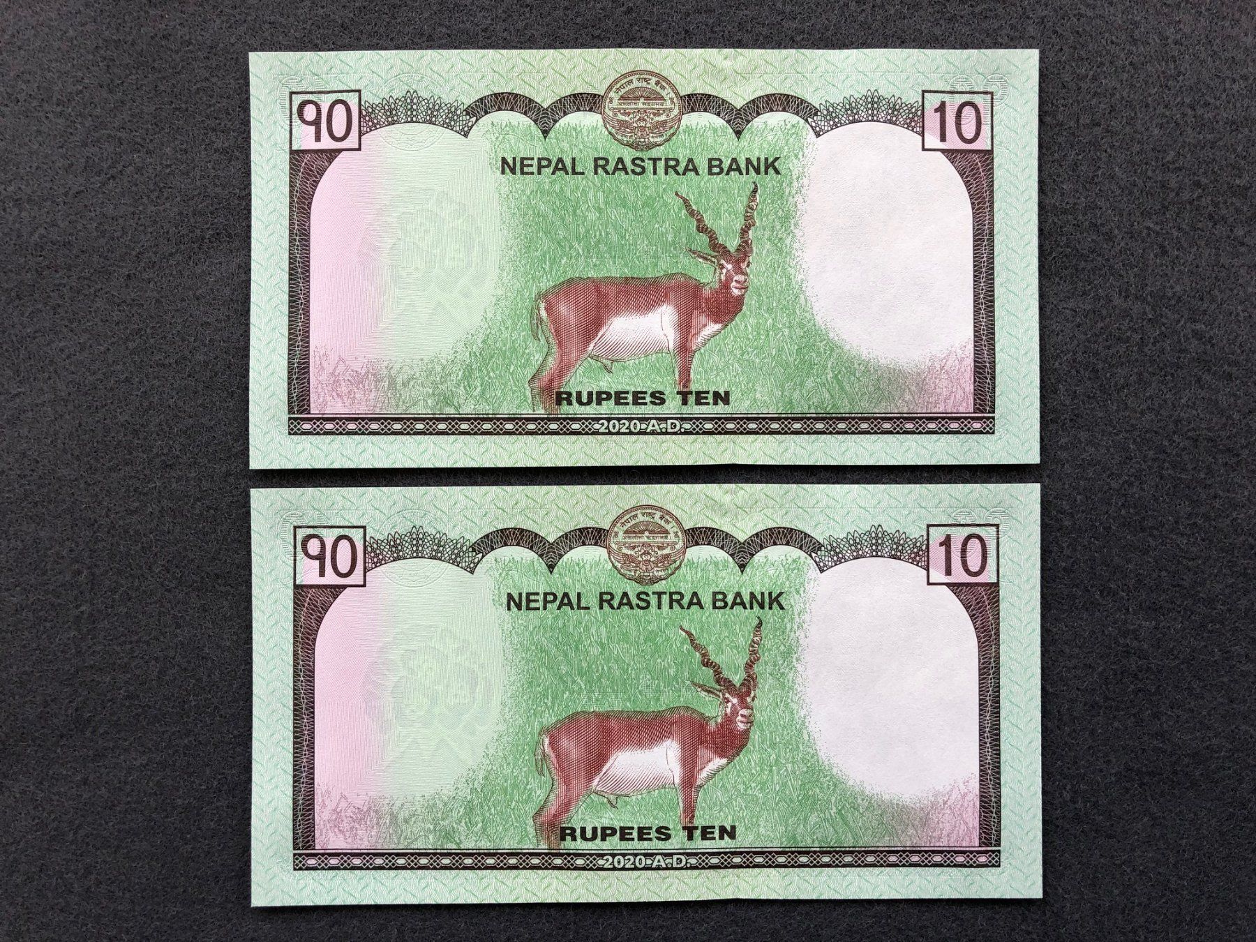 Banconote: Nepal - 2x10 Rupien UNC - Mount Everest – Nuovo (secondo la descrizione) da Pfäffikon SZ venduto da Sieben77